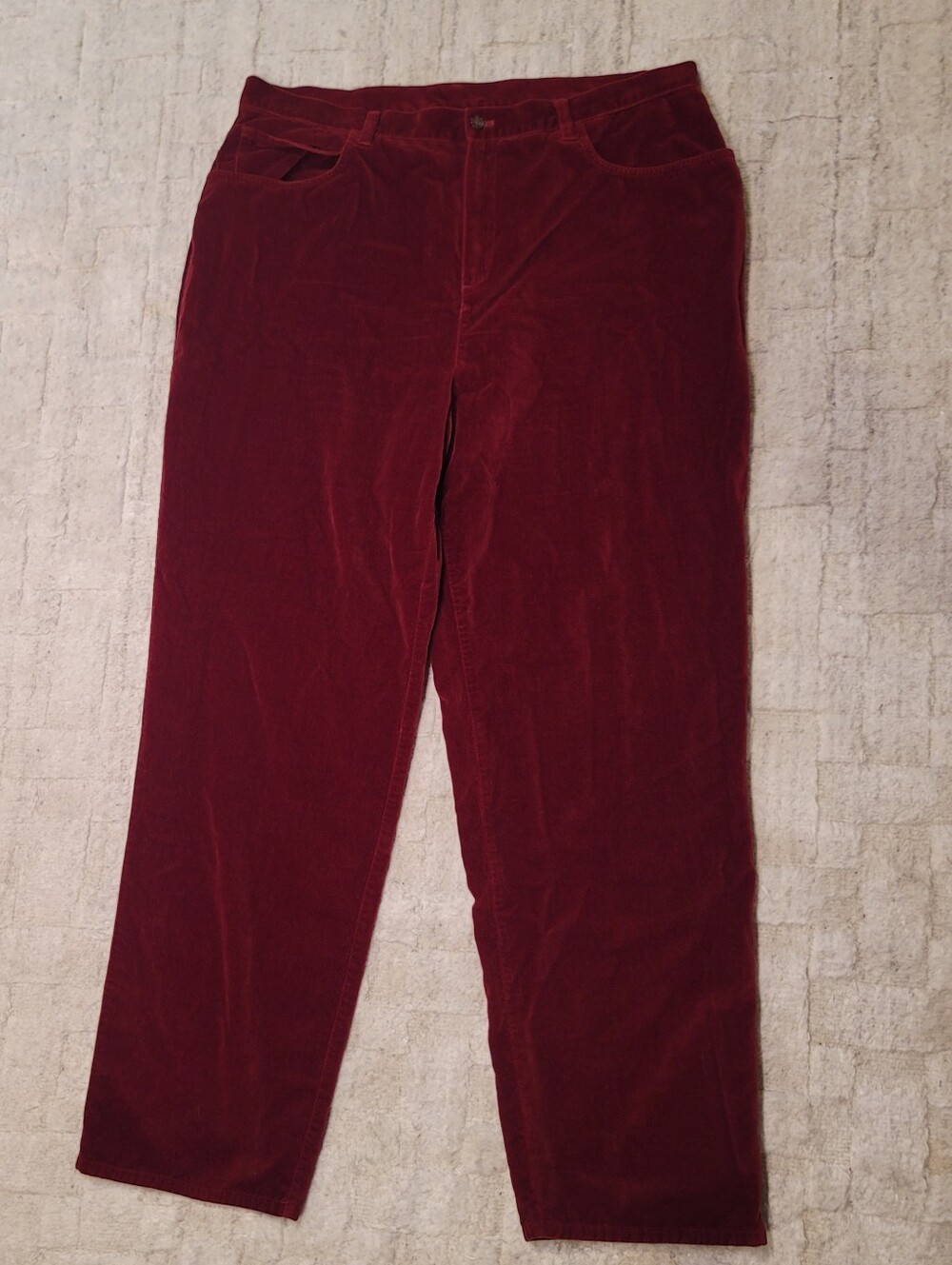 JONES‎ NEW YORK SPORT Burgundy Wide Leg Velvet Pants Women's Size 16W